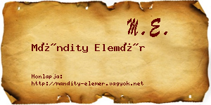 Mándity Elemér névjegykártya